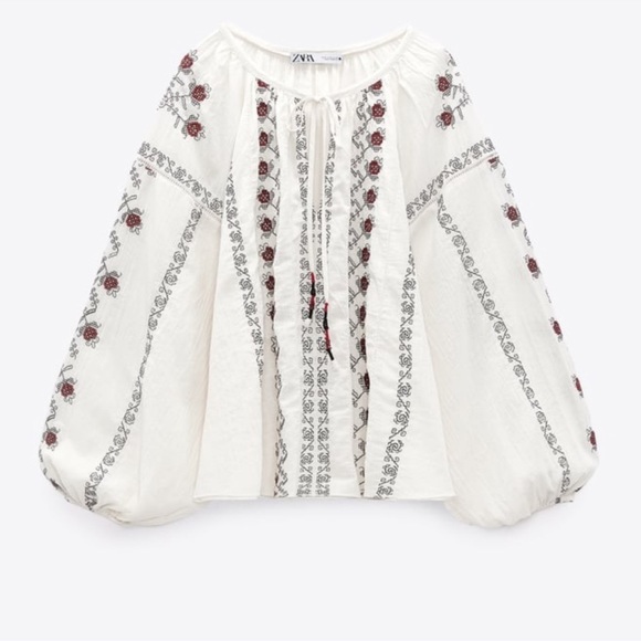 Zara Embroidered Voluminous Blouse - Picture 5 of 7